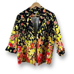 Erin Bright Colorful Floral Print Jacket Size 1X